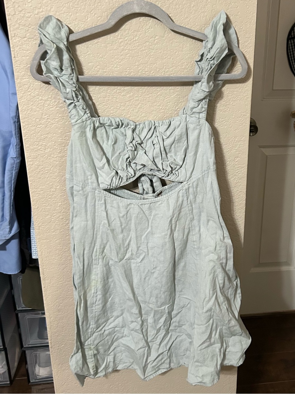 Light Sage Green Ruffle Strap Women's dress